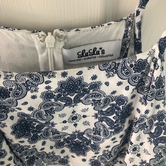 Lulu’s Feeling swell ivory and blue print dress - Picture 6 of 8